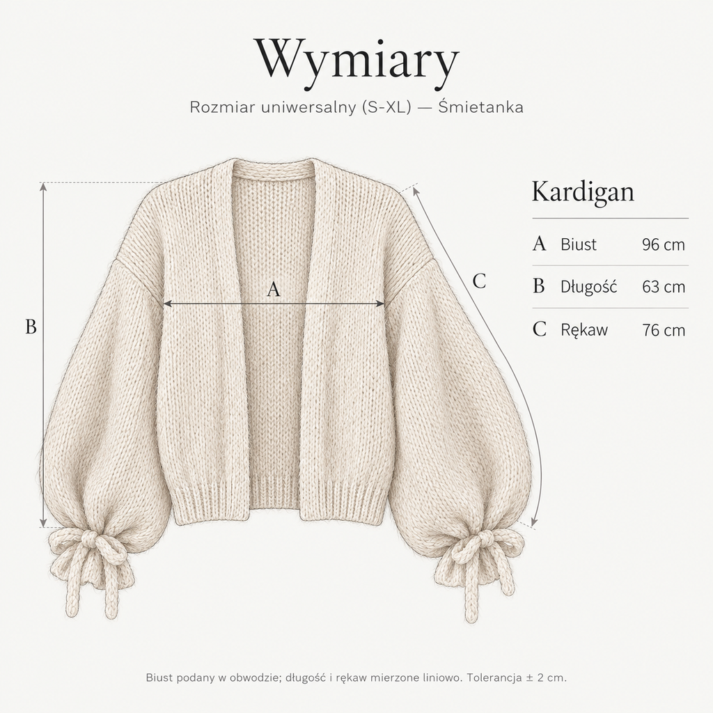 Śmietanka — Wymiary produktu | Rozmiar: Uniwersalny (S-XL)