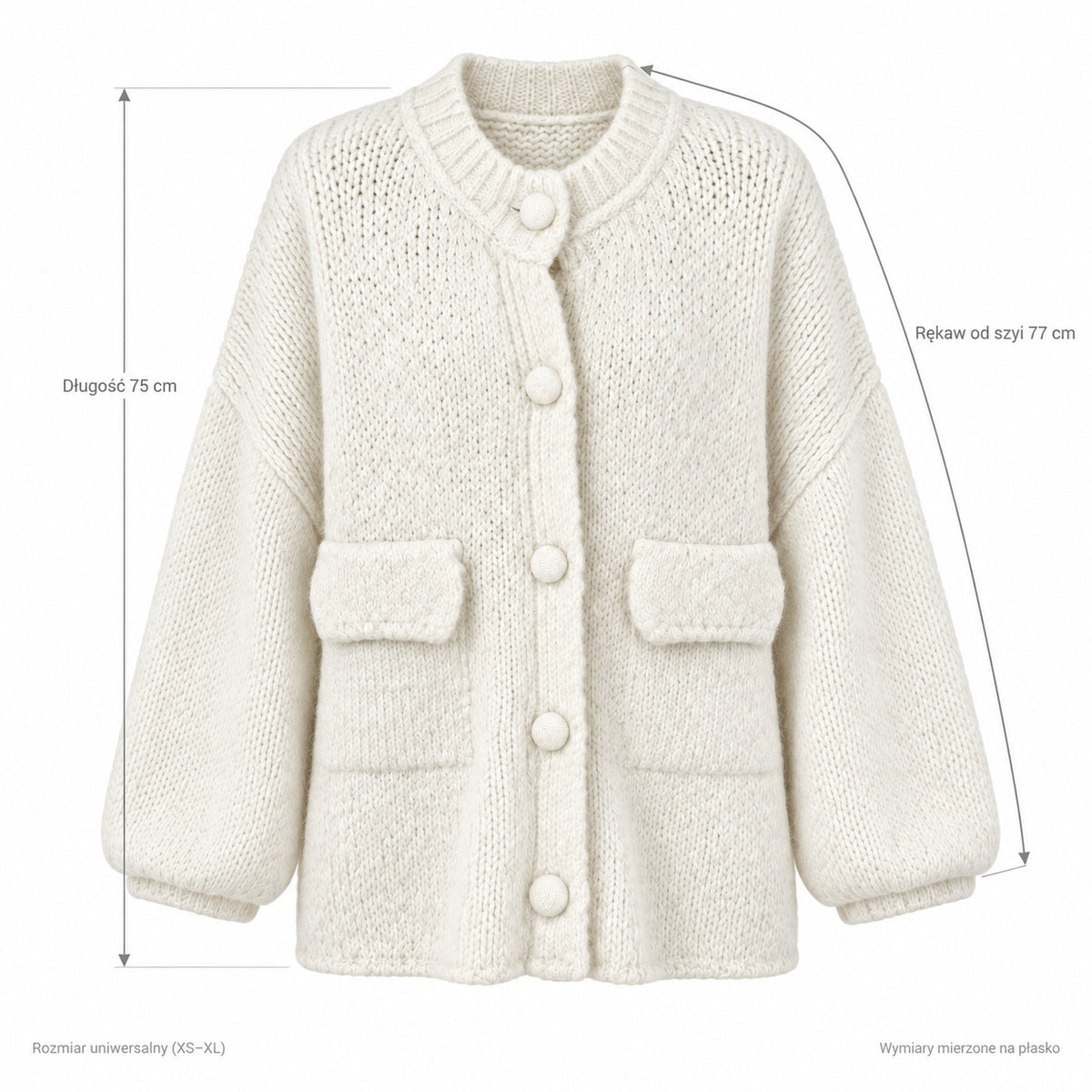 Biały — Wymiary produktu | Rozmiar: Uniwersalny (XS-XL)