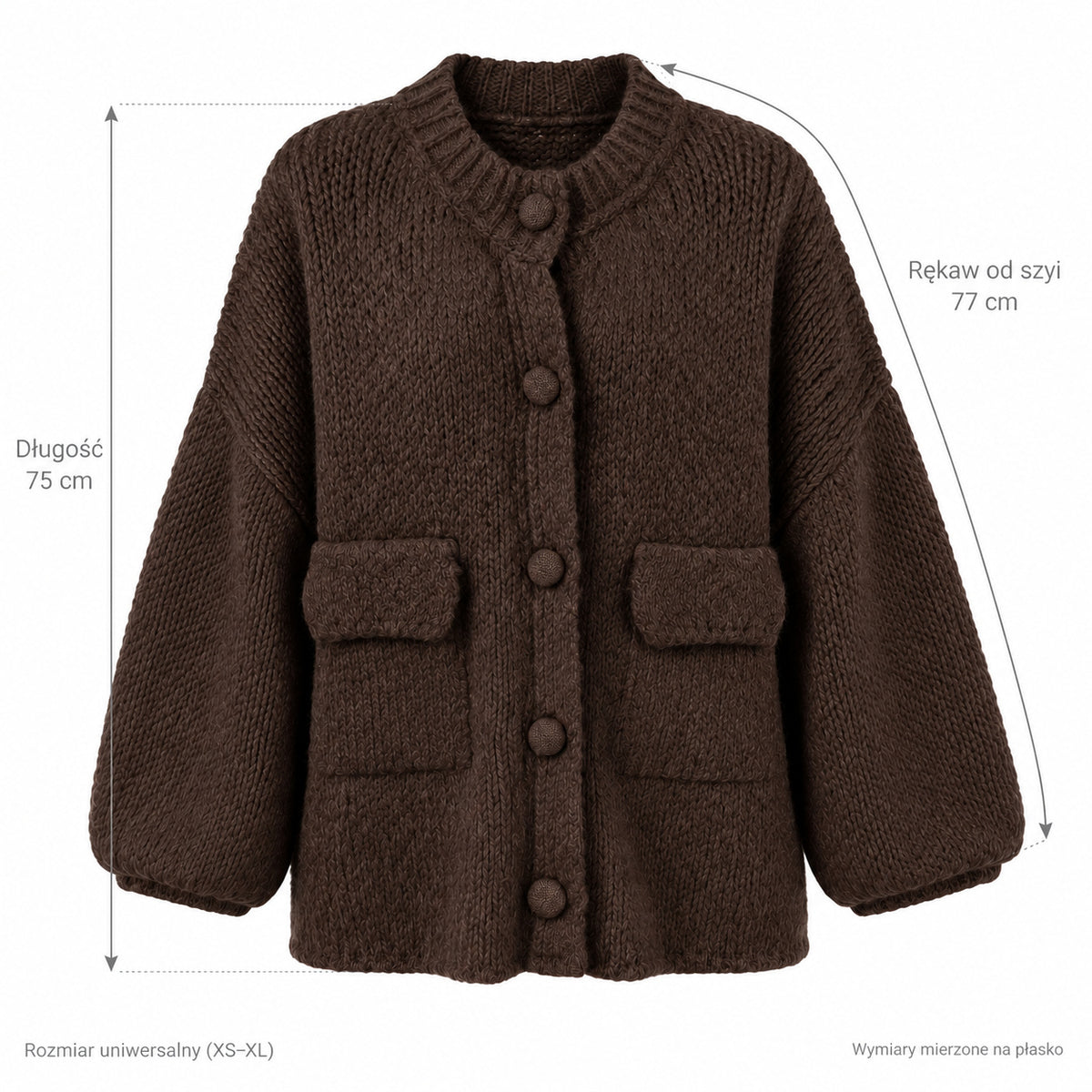 Czekoladowy — Wymiary produktu | Rozmiar: Uniwersalny (XS-XL)