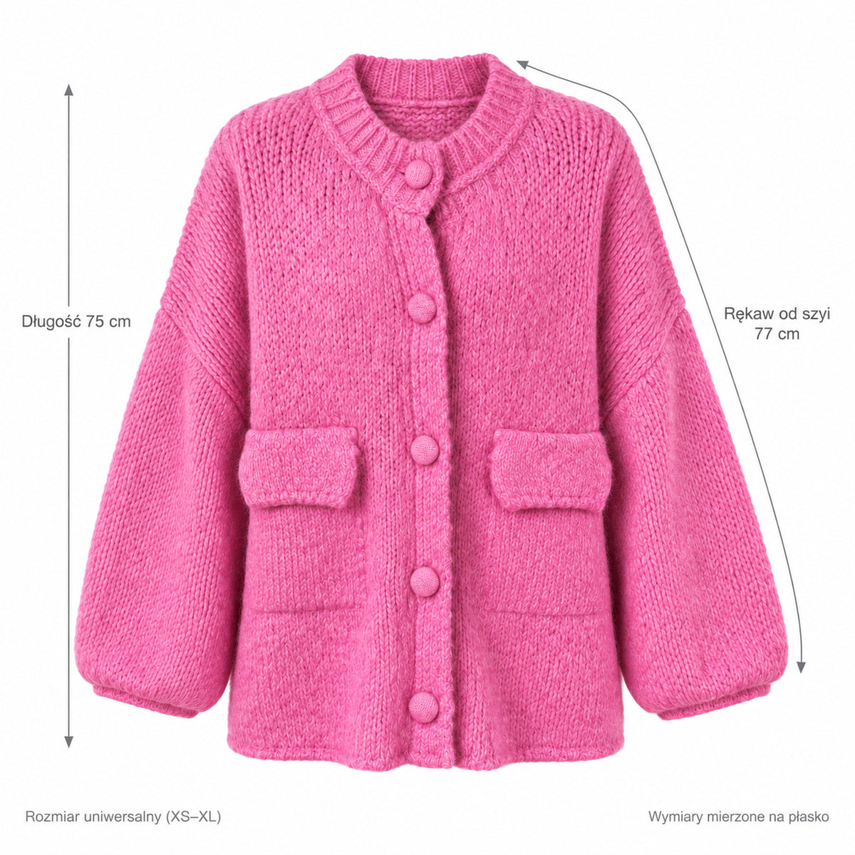Różowy — Wymiary produktu | Rozmiar: Uniwersalny (XS-XL)
