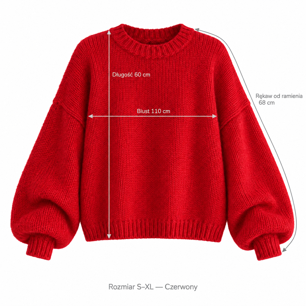 Czerwony — Wymiary produktu | Rozmiar: Uniwersalny (S-XL)