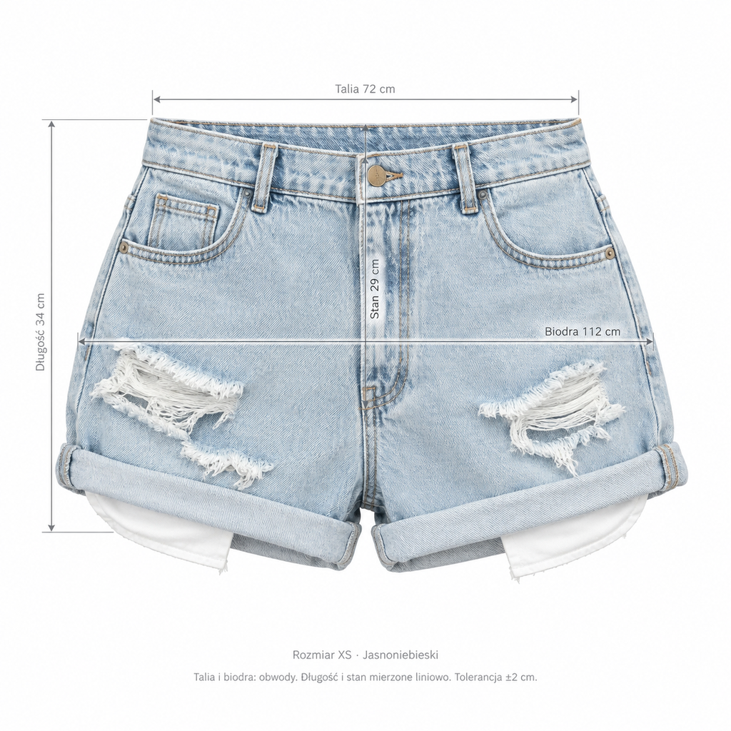 Jasnoniebieski — Wymiary produktu | Rozmiar: XS