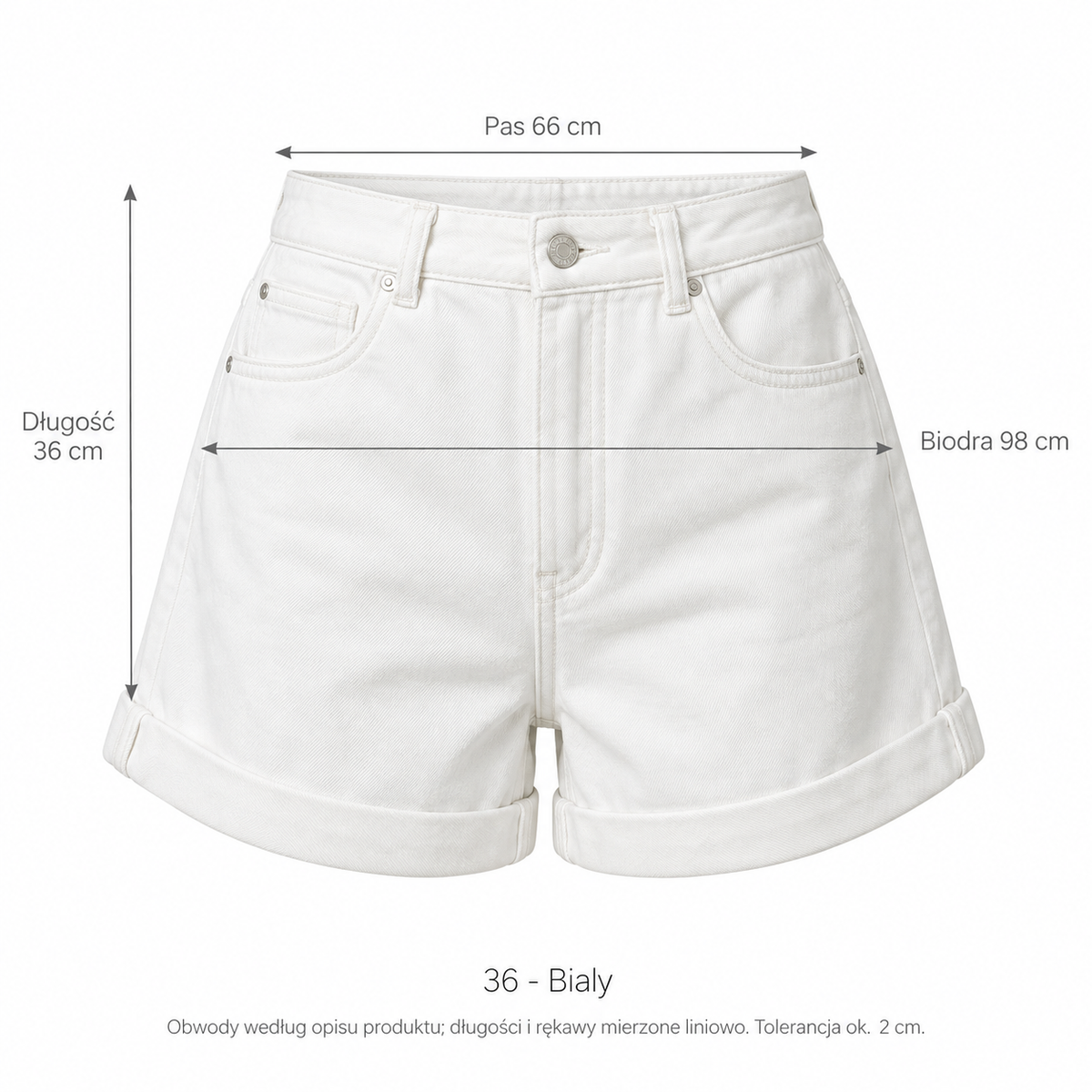 Biały — Wymiary produktu | Rozmiar: 36