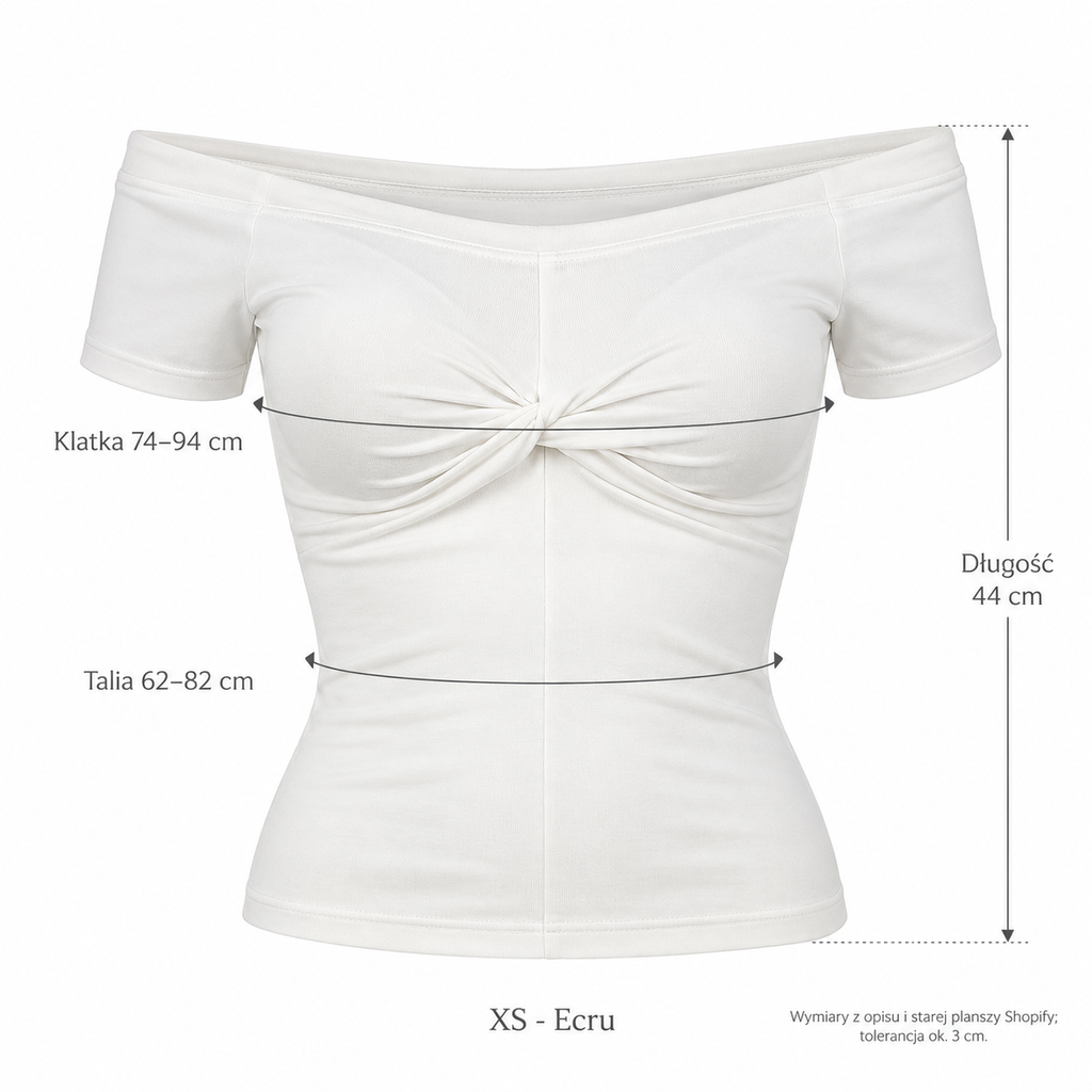 Ecru — Wymiary produktu | Rozmiar: XS