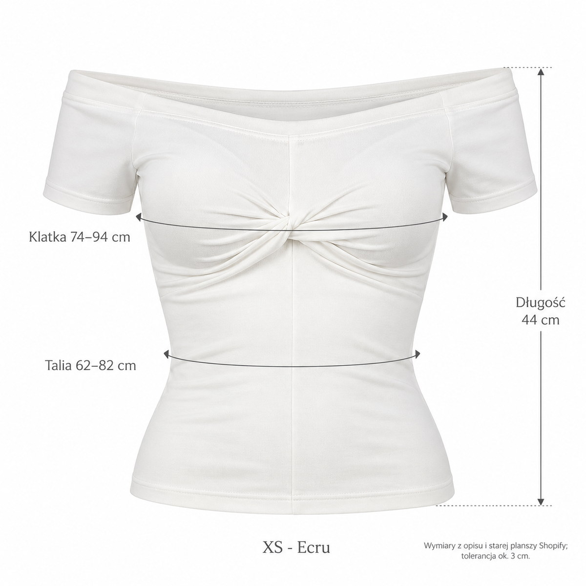 Ecru — Wymiary produktu | Rozmiar: XS