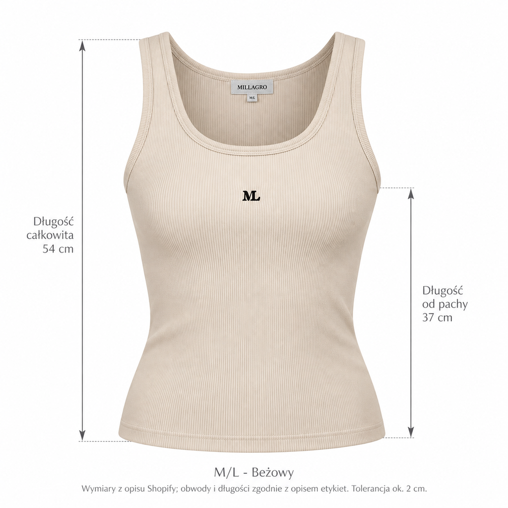 Beżowy — Wymiary produktu | Rozmiar: M/L