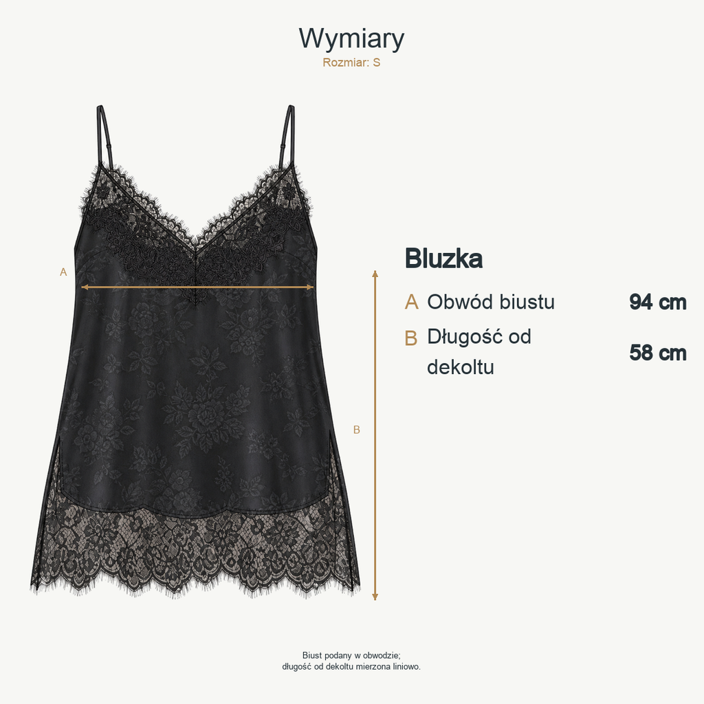 Czarny — wymiary produktu | Rozmiar: S