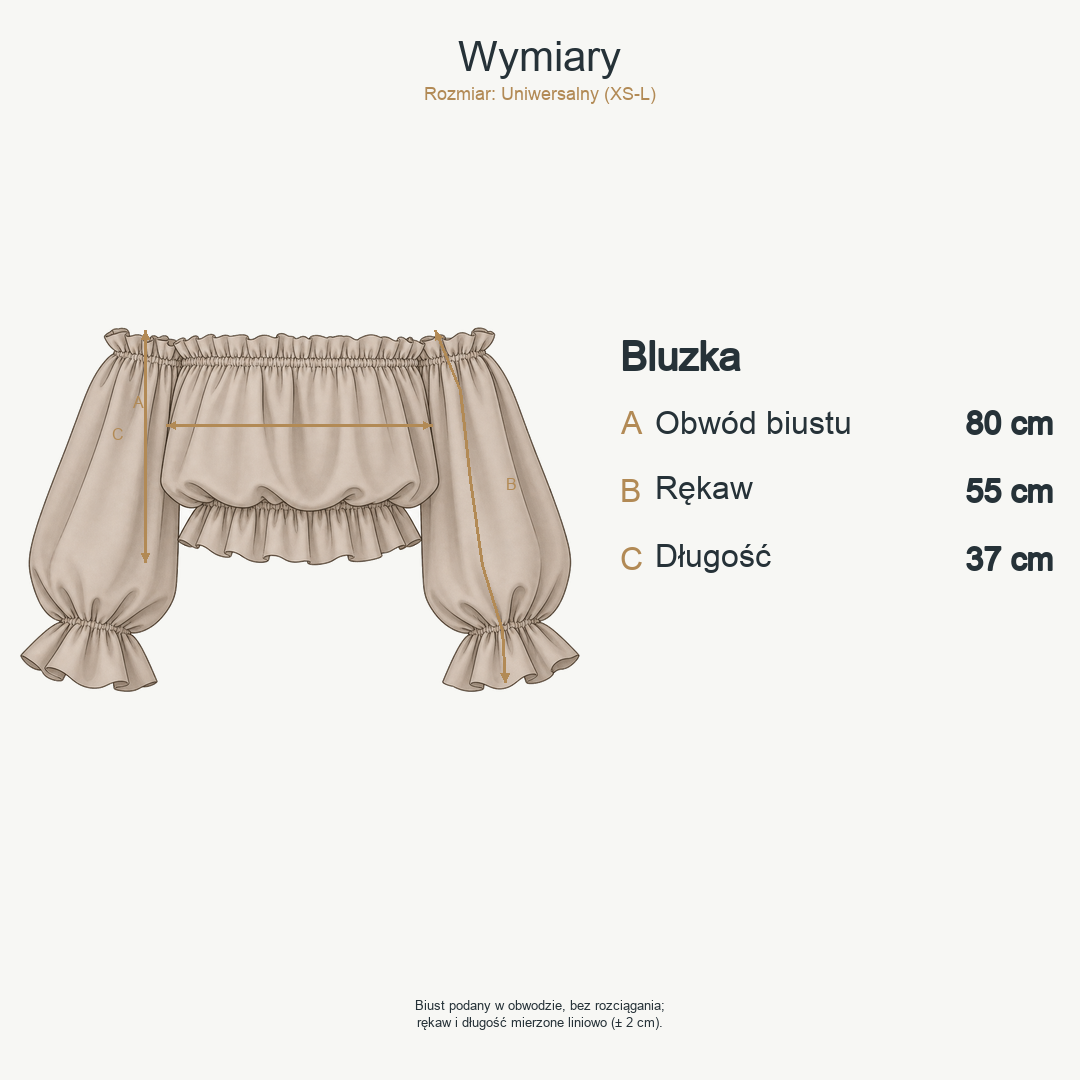 Ciemny beż — wymiary produktu | Rozmiar: Uniwersalny (XS-L)