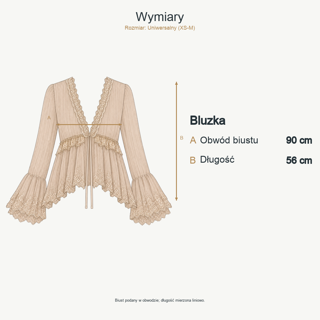 Beżowy — wymiary produktu | Rozmiar: Uniwersalny (XS-M)