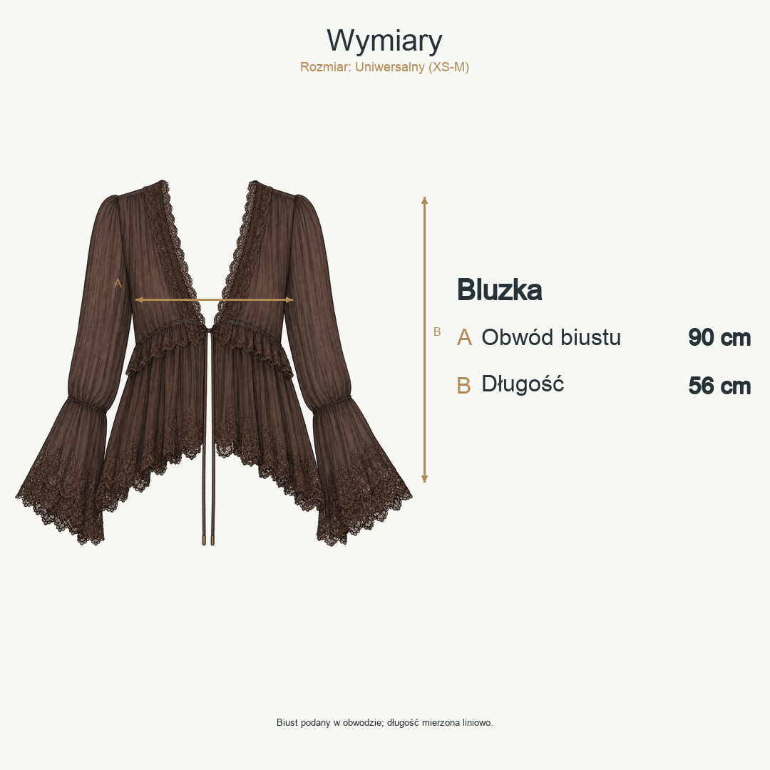 Brązowy — wymiary produktu | Rozmiar: Uniwersalny (XS-M)