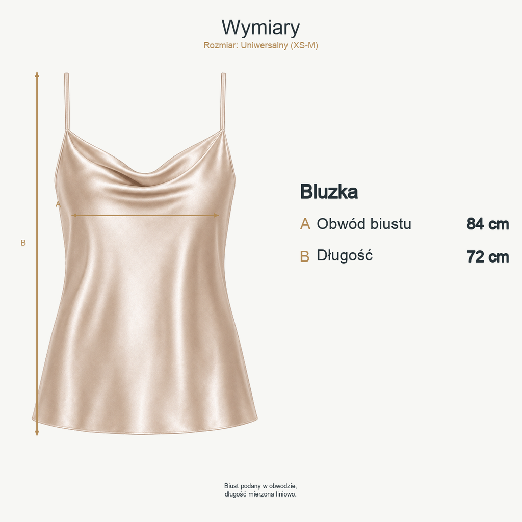 Beżowy — wymiary produktu | Rozmiar: Uniwersalny (XS-M)