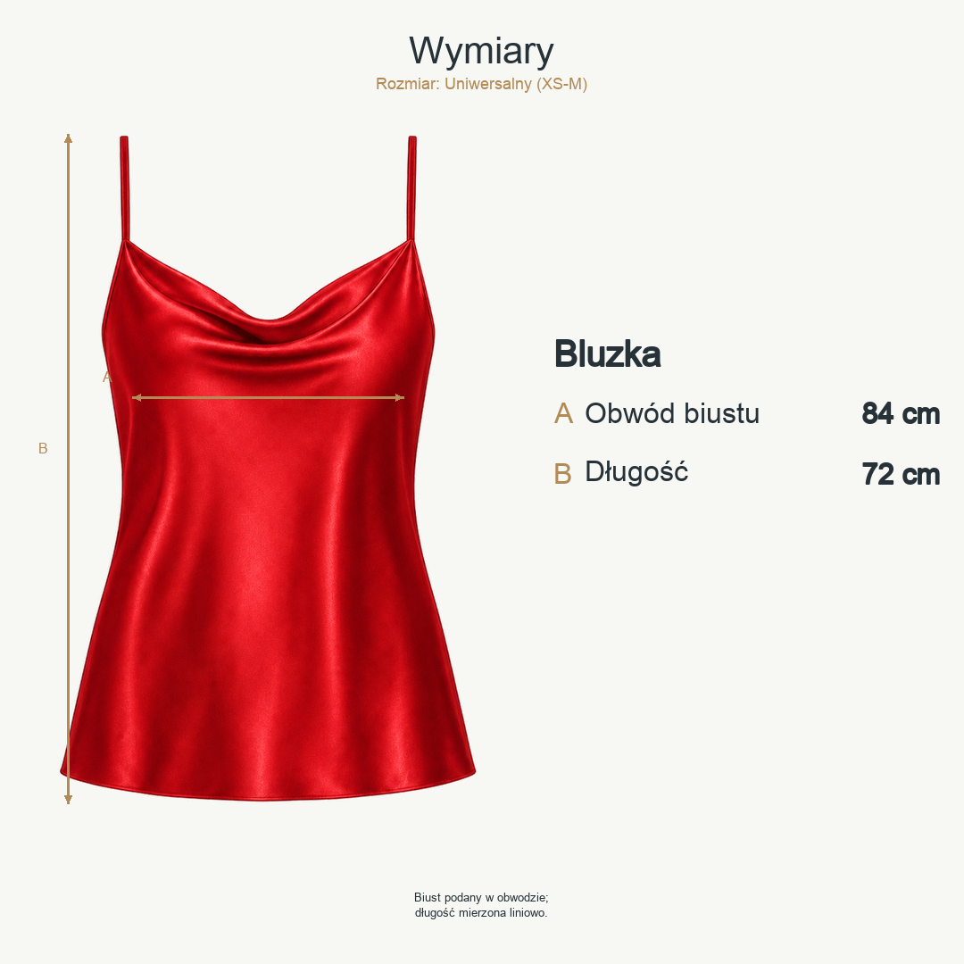 Czerwony — wymiary produktu | Rozmiar: Uniwersalny (XS-M)