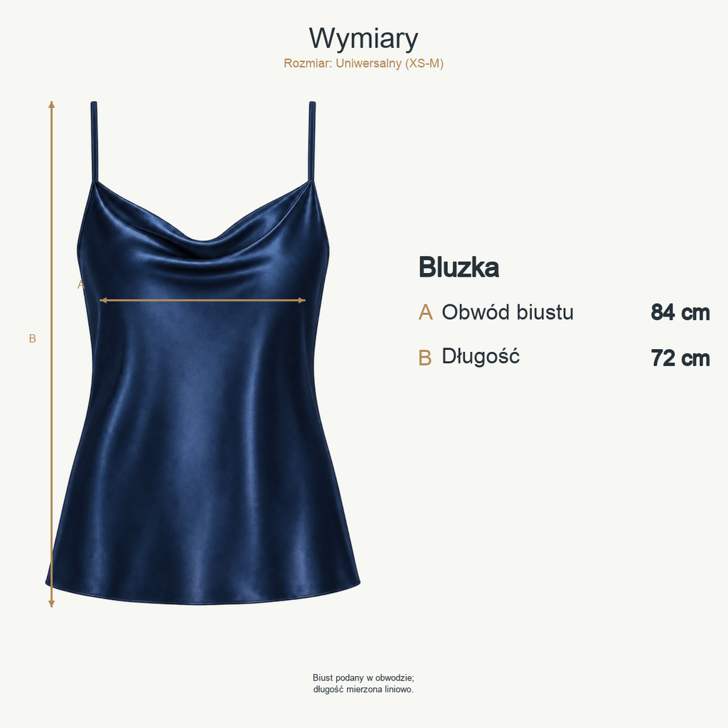 Granatowy — wymiary produktu | Rozmiar: Uniwersalny (XS-M)