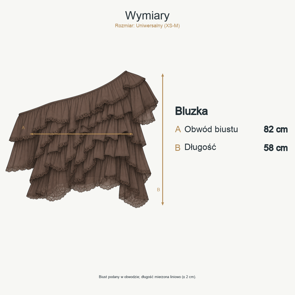 Brązowy — wymiary produktu | Rozmiar: Uniwersalny (XS-M)