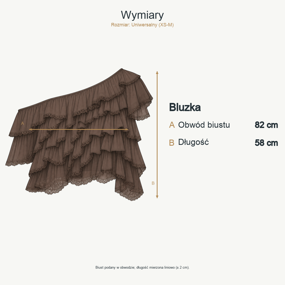 Brązowy — wymiary produktu | Rozmiar: Uniwersalny (XS-M)