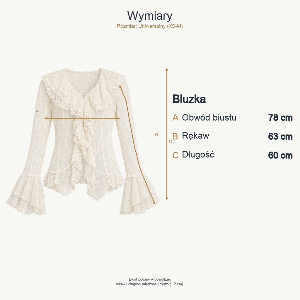 Biały — wymiary produktu | Rozmiar: Uniwersalny (XS-M)