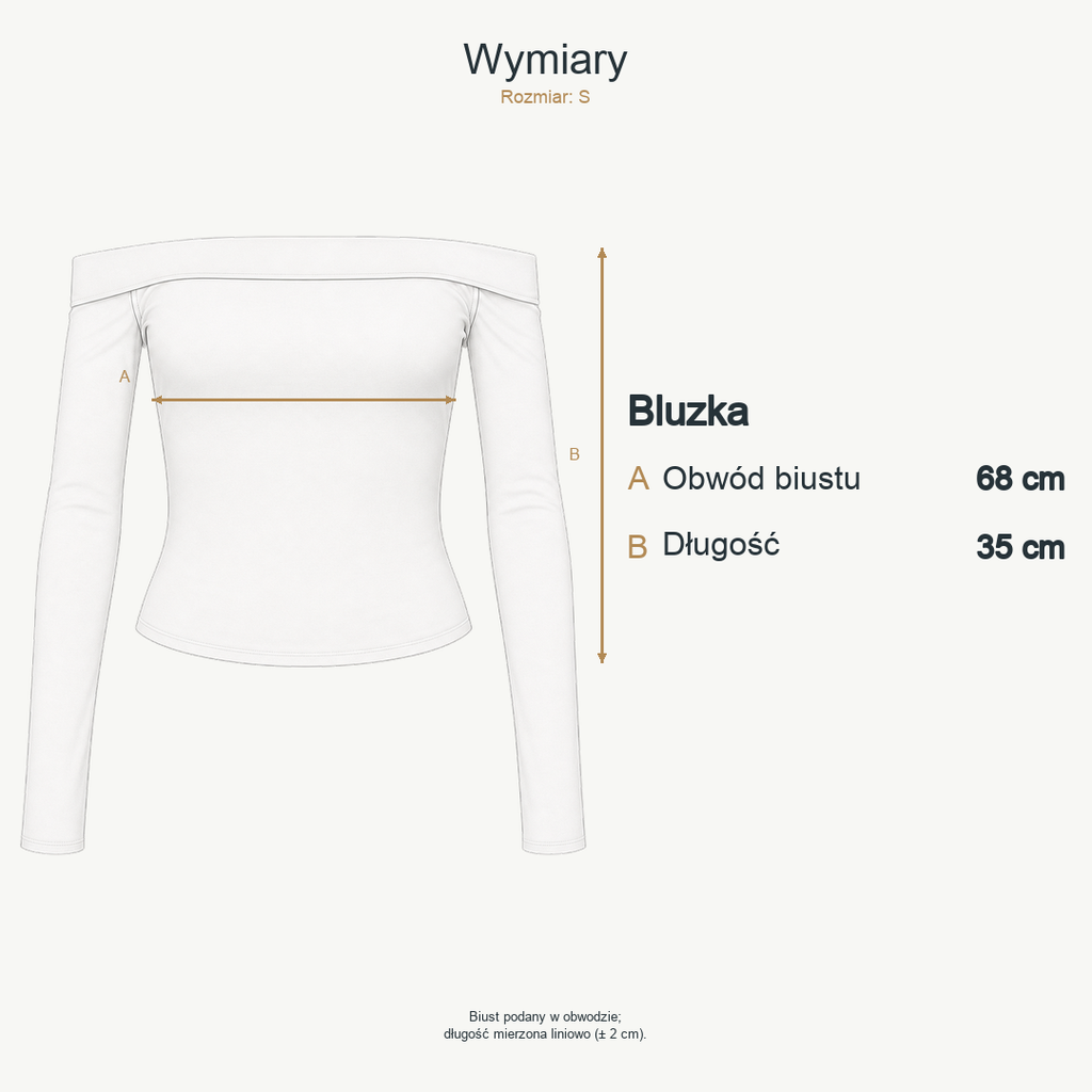 Biały — wymiary produktu | Rozmiar: S