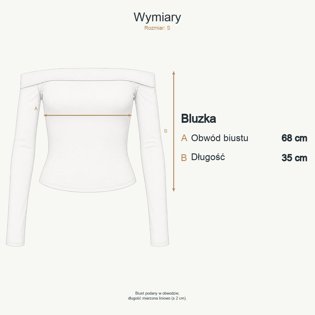 Biały — wymiary produktu | Rozmiar: S