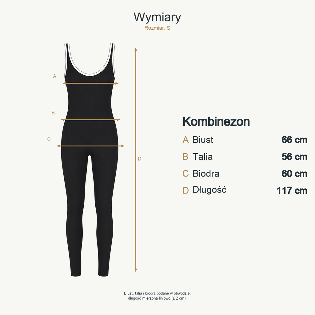 Czarny — wymiary produktu | Rozmiar: S