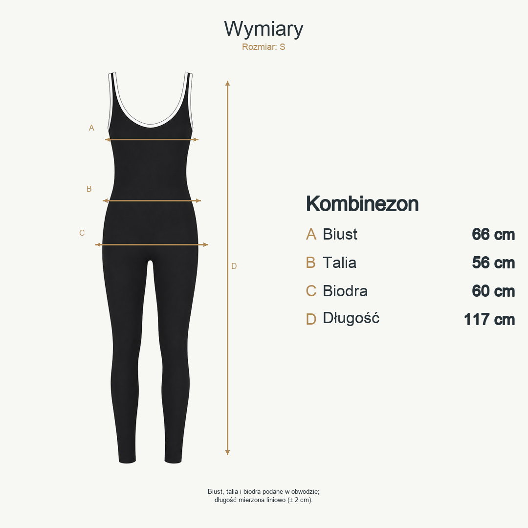 Czarny — wymiary produktu | Rozmiar: S