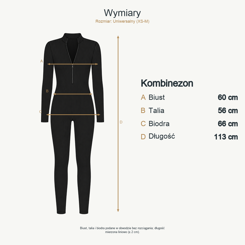 Czarny — wymiary produktu | Rozmiar: Uniwersalny (XS-M)