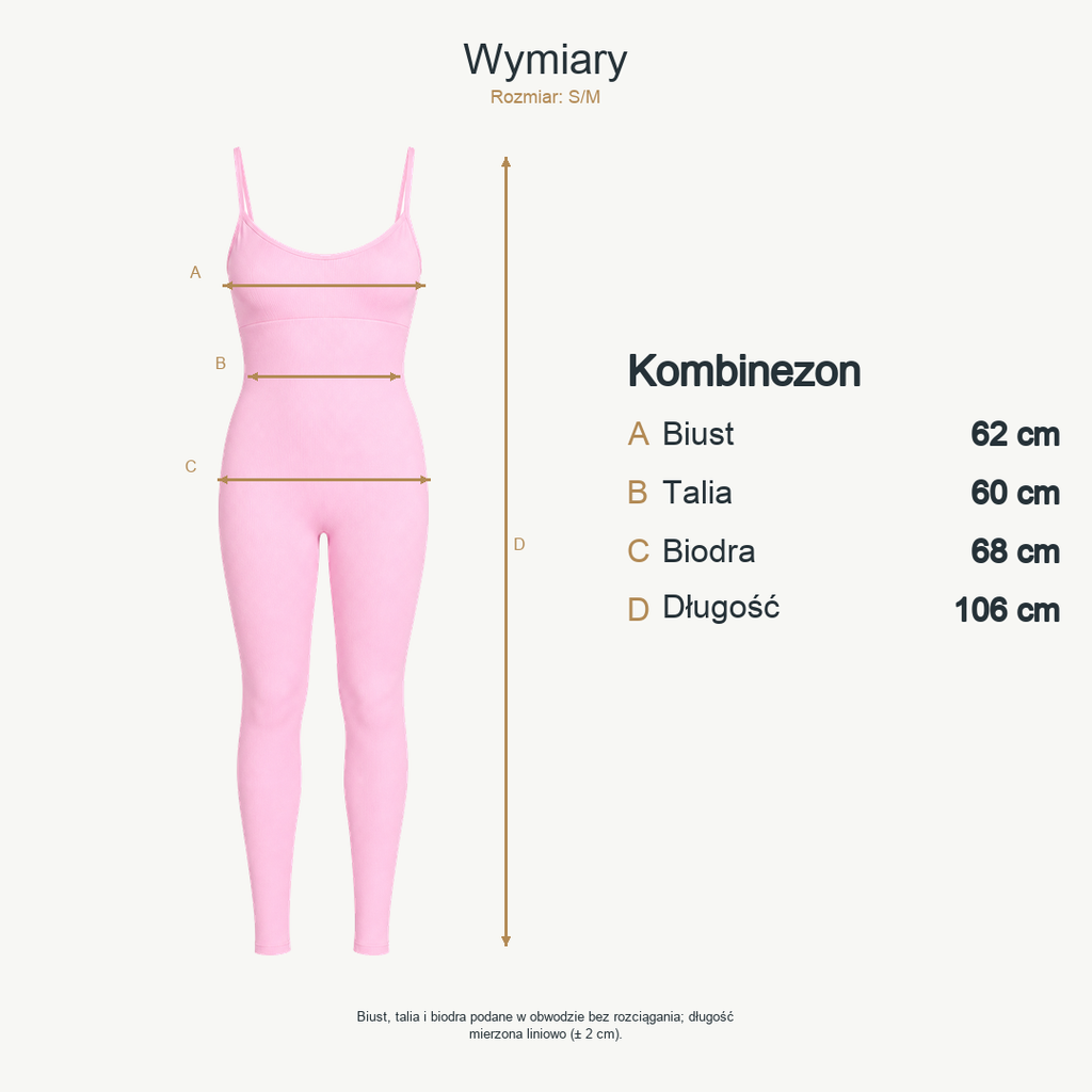 Różowy — wymiary produktu | Rozmiar: S/M