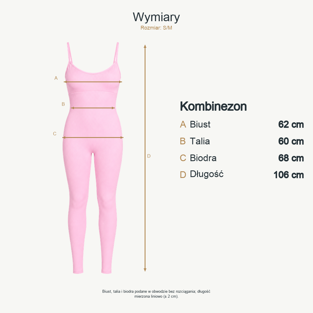 Różowy — wymiary produktu | Rozmiar: S/M