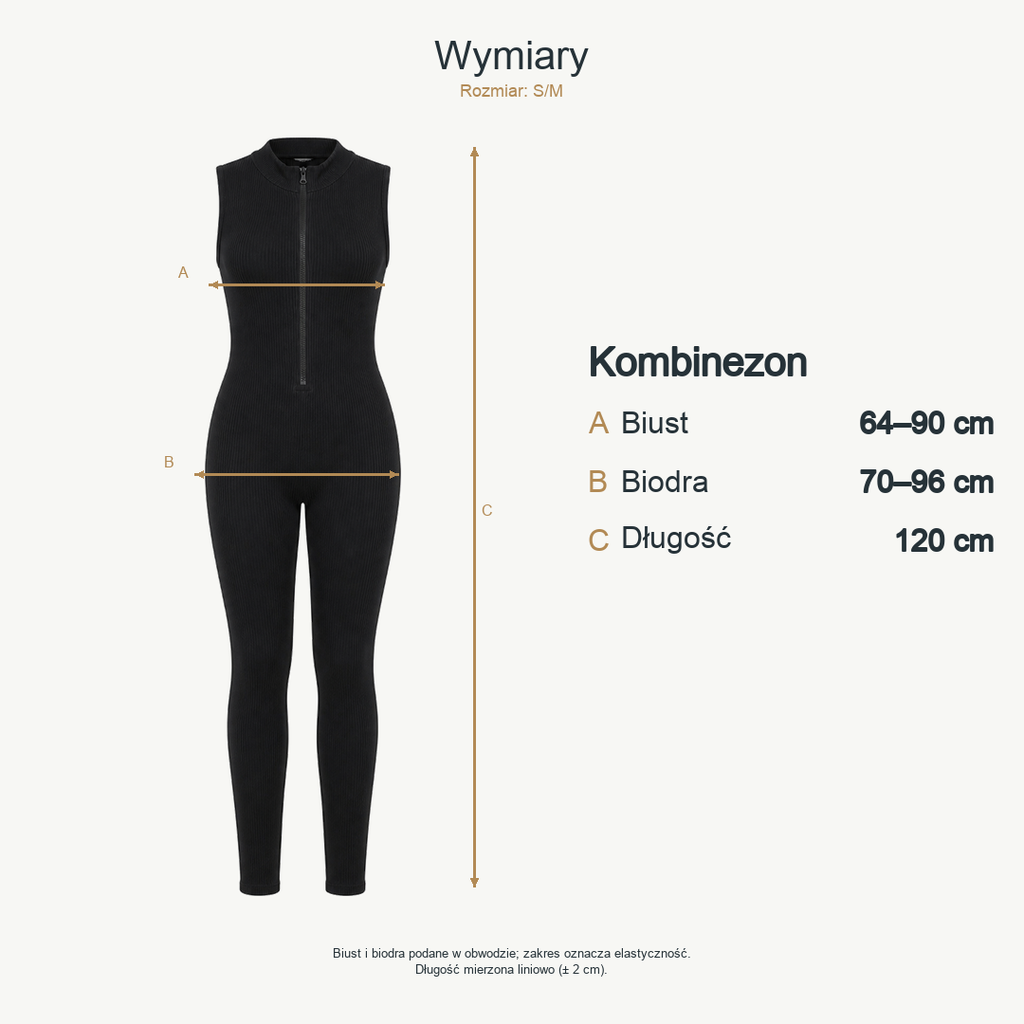 Czarny — wymiary produktu | Rozmiar: S/M