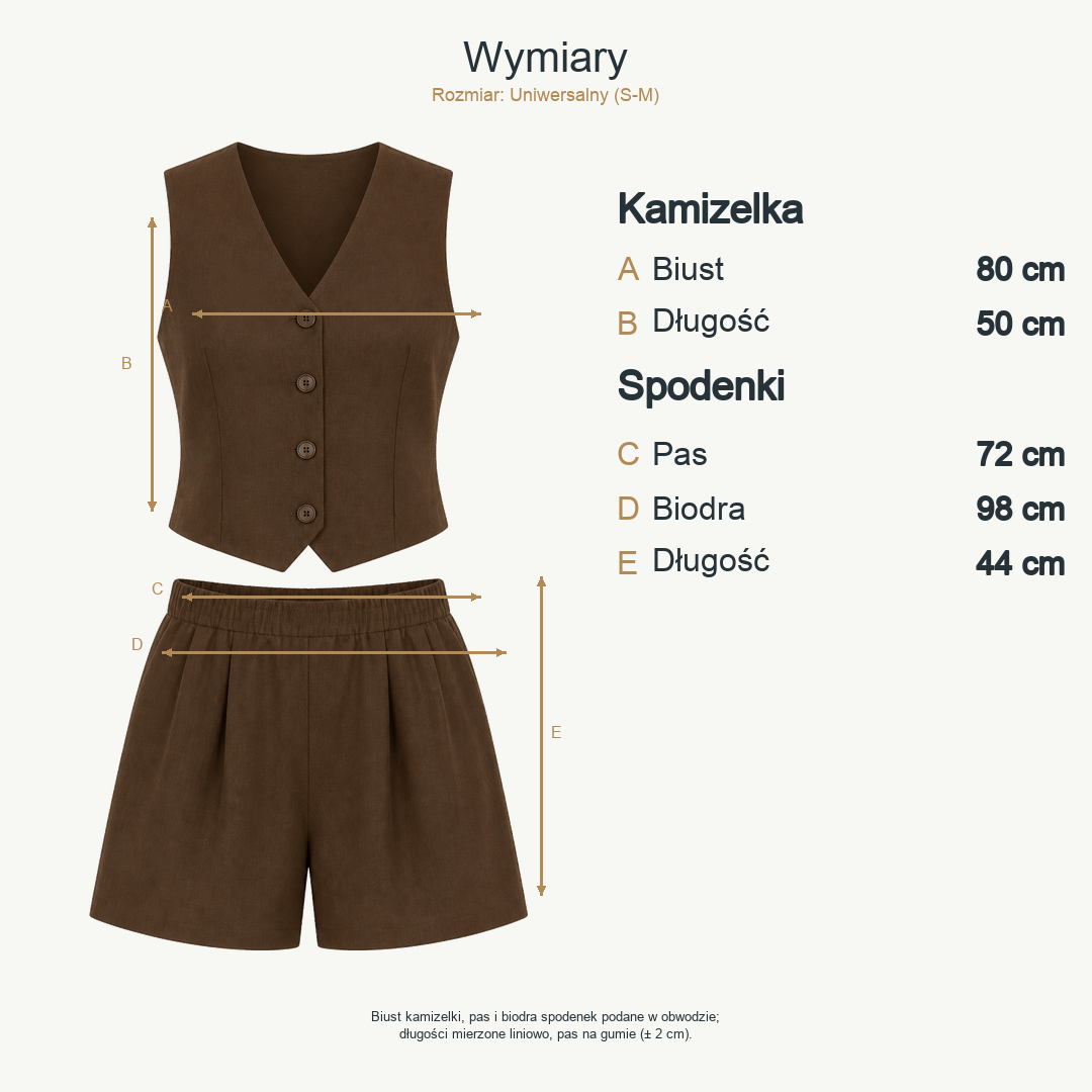 Ciemny brąz — wymiary produktu | Rozmiar: Uniwersalny (S-M)