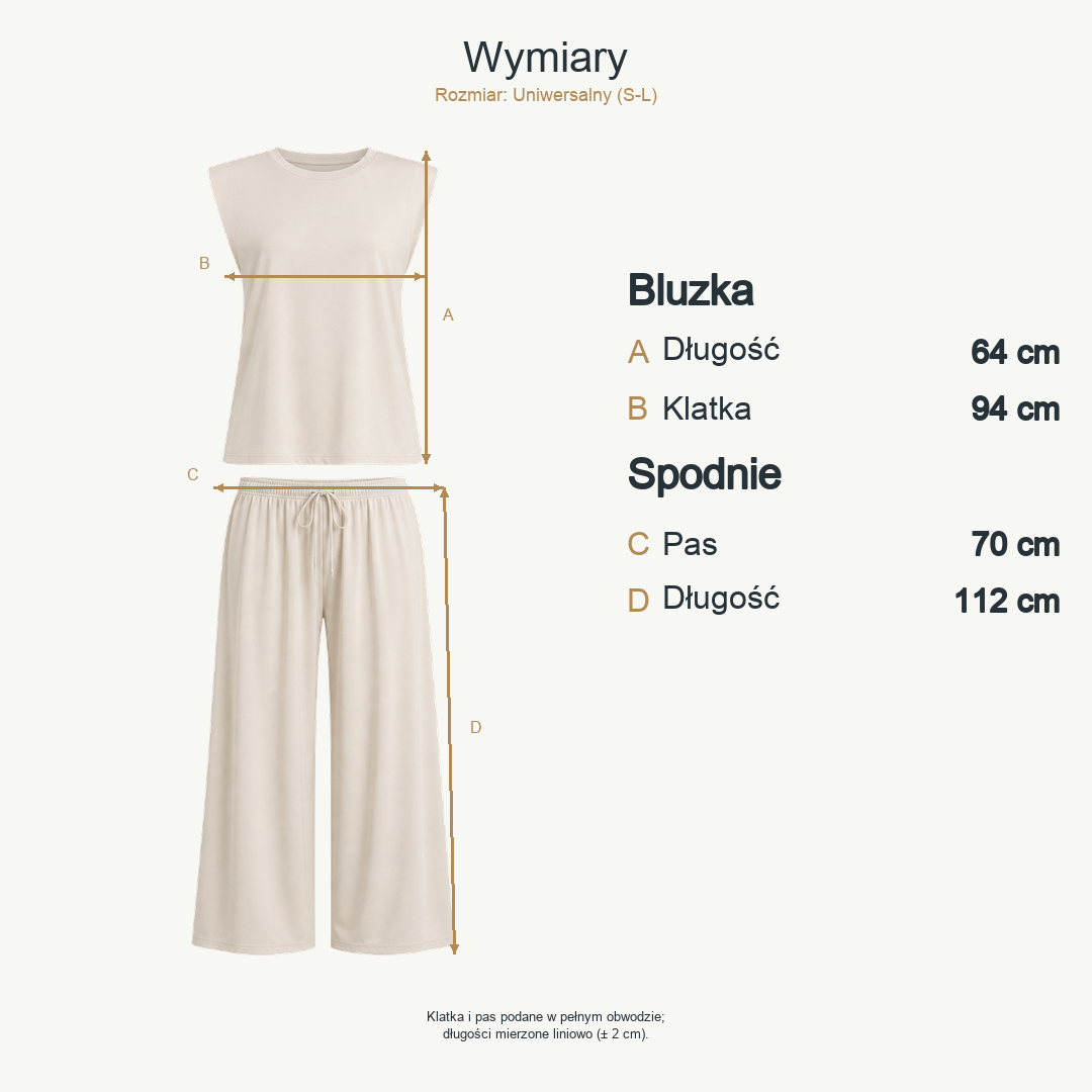 Beżowy — wymiary produktu | Rozmiar: Uniwersalny (S-L)