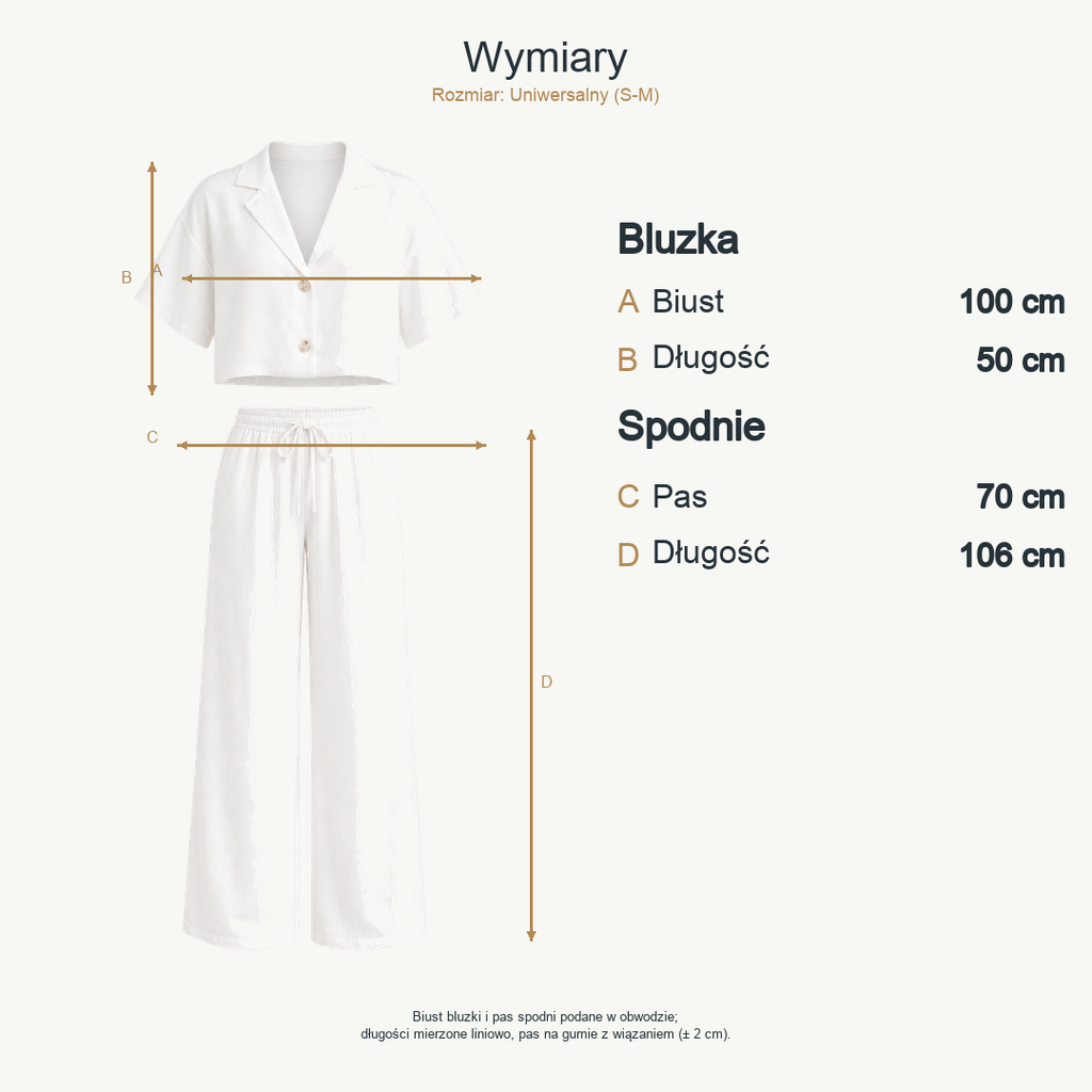 Biały — wymiary produktu | Rozmiar: Uniwersalny (S-M)