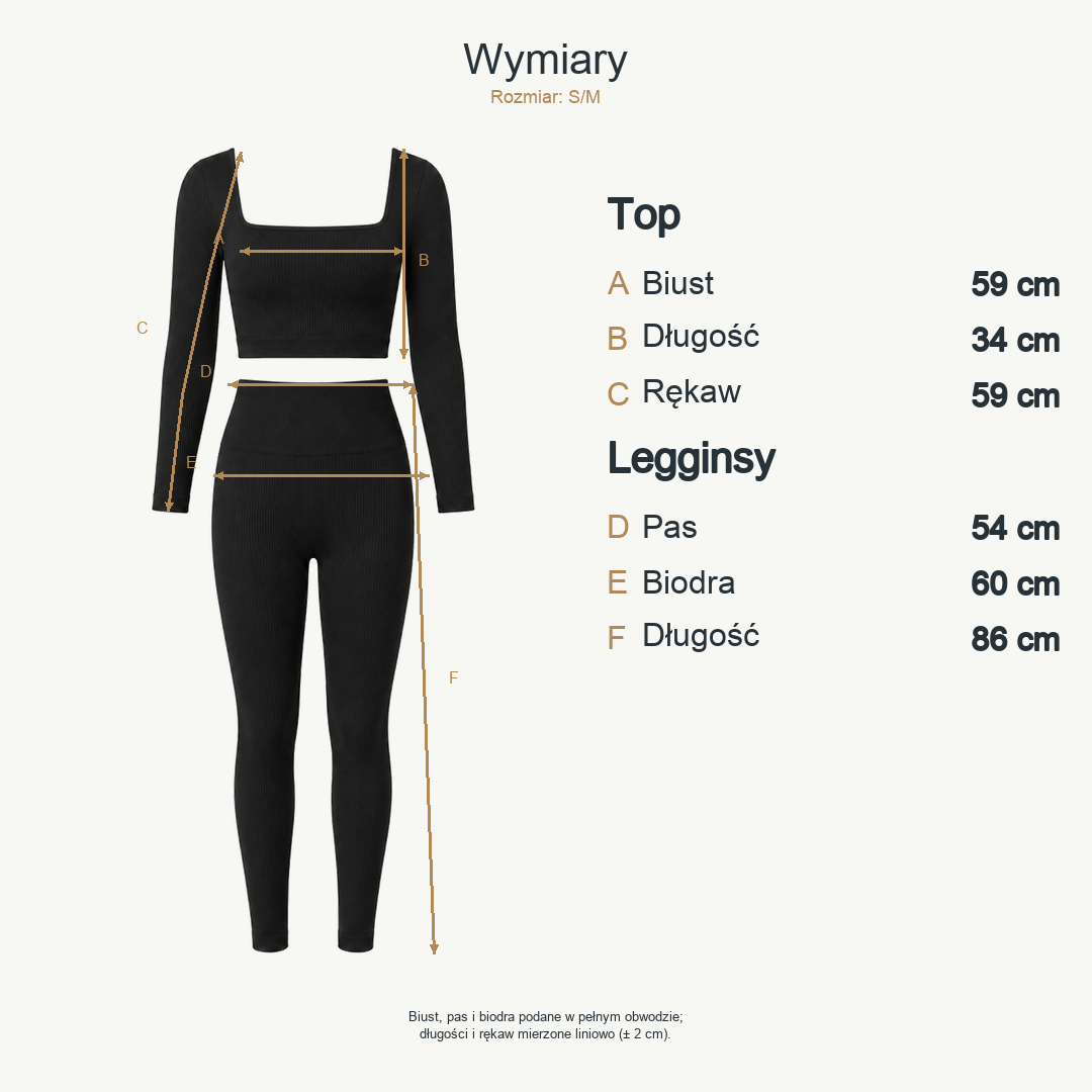 Czarny — wymiary produktu | Rozmiar: S/M