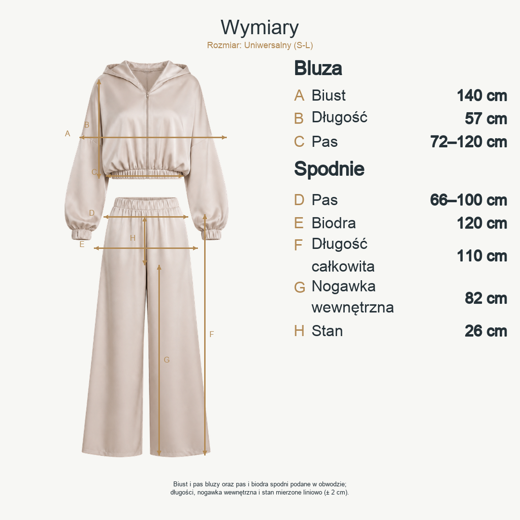 Beżowy — wymiary produktu | Rozmiar: Uniwersalny (S-L)