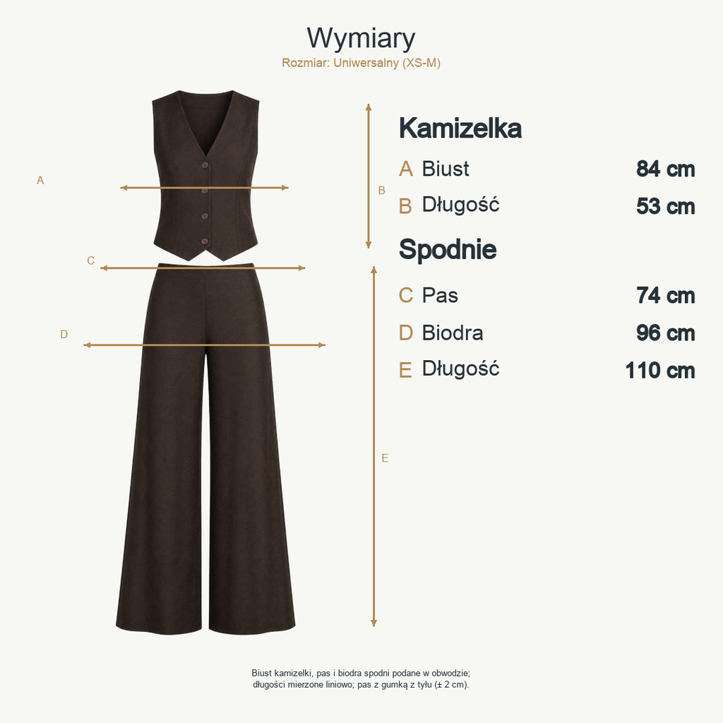 Czekoladowy — wymiary produktu | Rozmiar: Uniwersalny (XS-M)