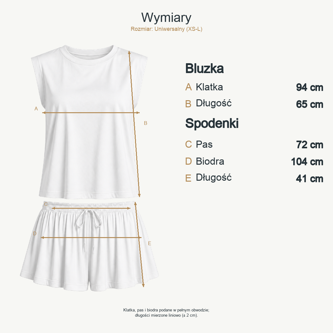 Biały — wymiary produktu | Rozmiar: Uniwersalny (XS-L)
