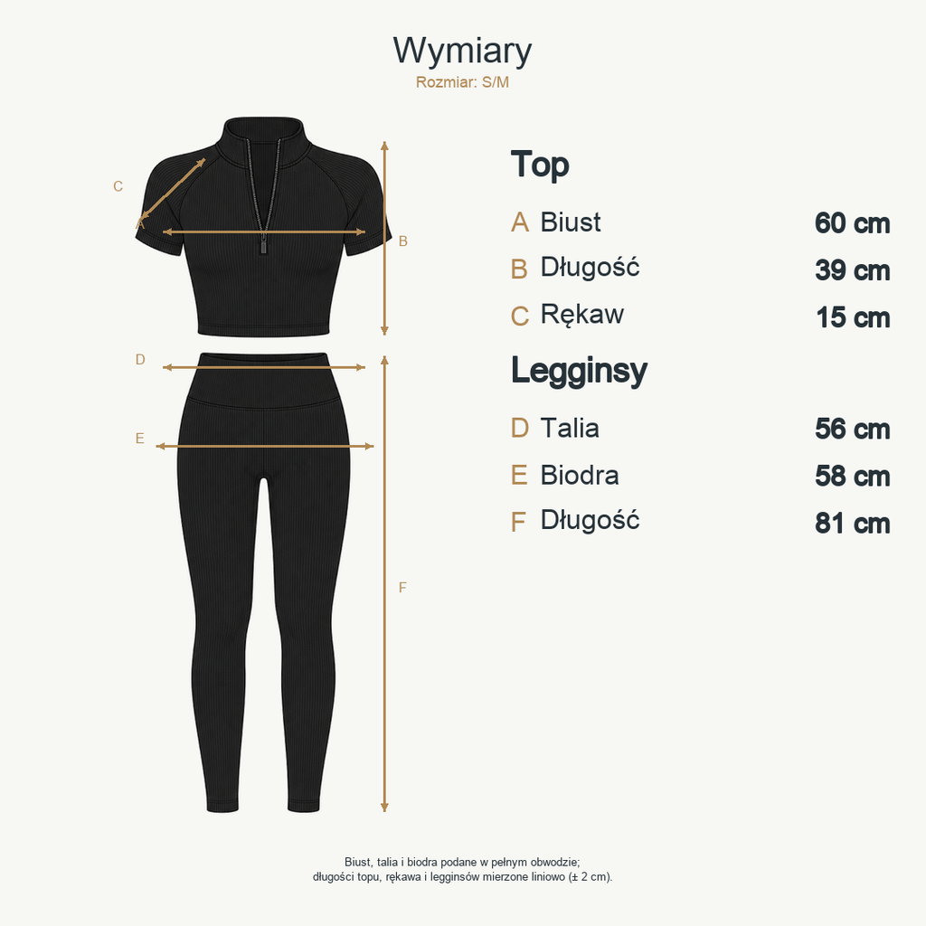 Czarny — wymiary produktu | Rozmiar: S/M