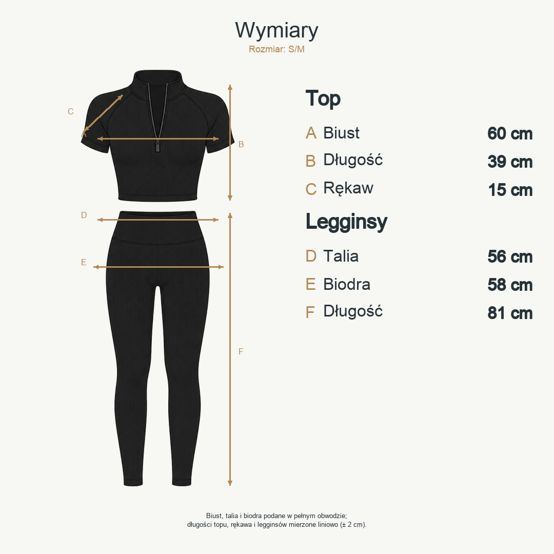 Czarny — wymiary produktu | Rozmiar: S/M