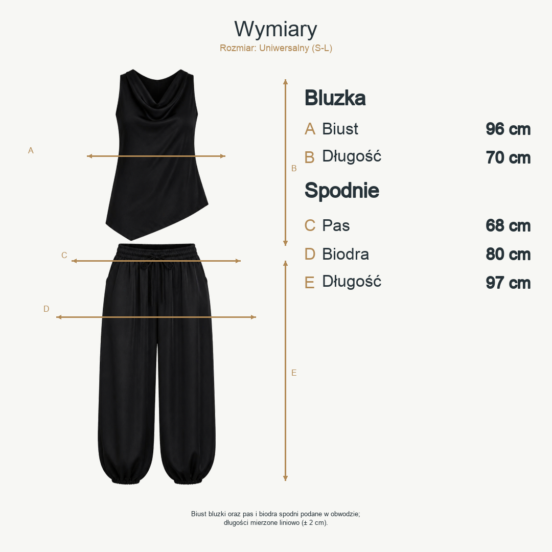 Czarny — wymiary produktu | Rozmiar: Uniwersalny (S-L)