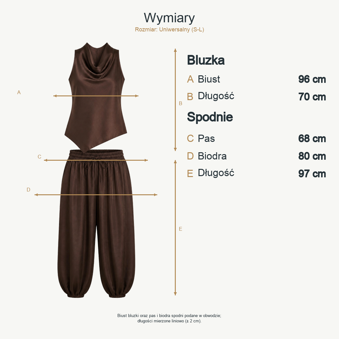 Czekoladowy — wymiary produktu | Rozmiar: Uniwersalny (S-L)