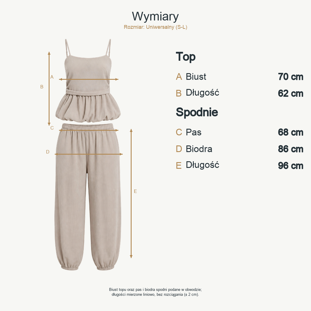 Beżowy — wymiary produktu | Rozmiar: Uniwersalny (S-L)