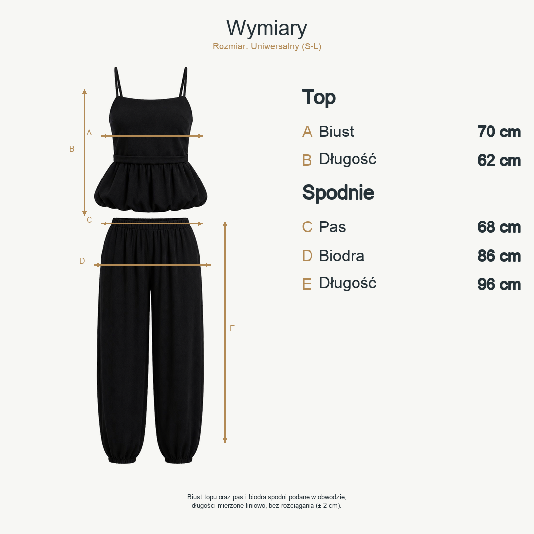 Czarny — wymiary produktu | Rozmiar: Uniwersalny (S-L)