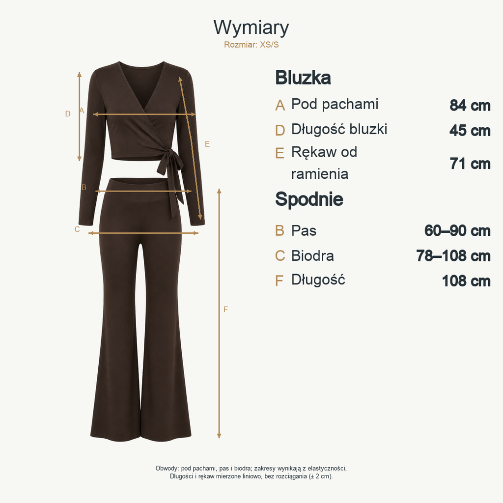 Brązowy — wymiary produktu | Rozmiar: XS/S