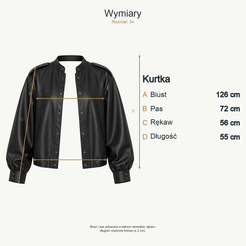 Czarny — wymiary produktu | Rozmiar: 34