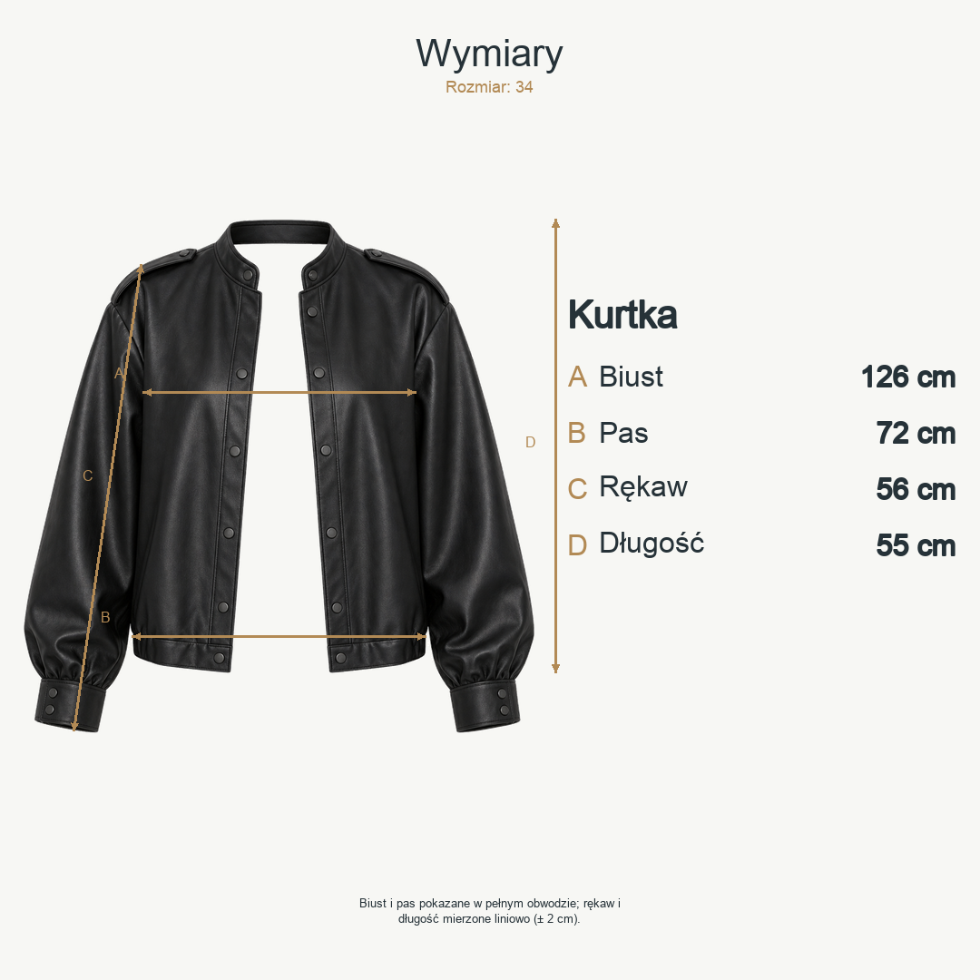 Czarny — wymiary produktu | Rozmiar: 34