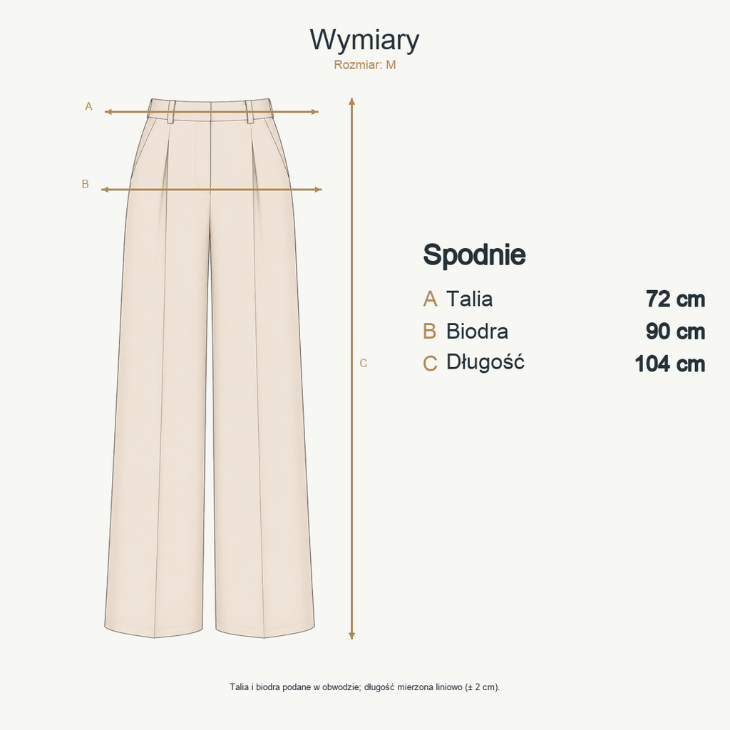 Beżowy — wymiary produktu | Rozmiar: M