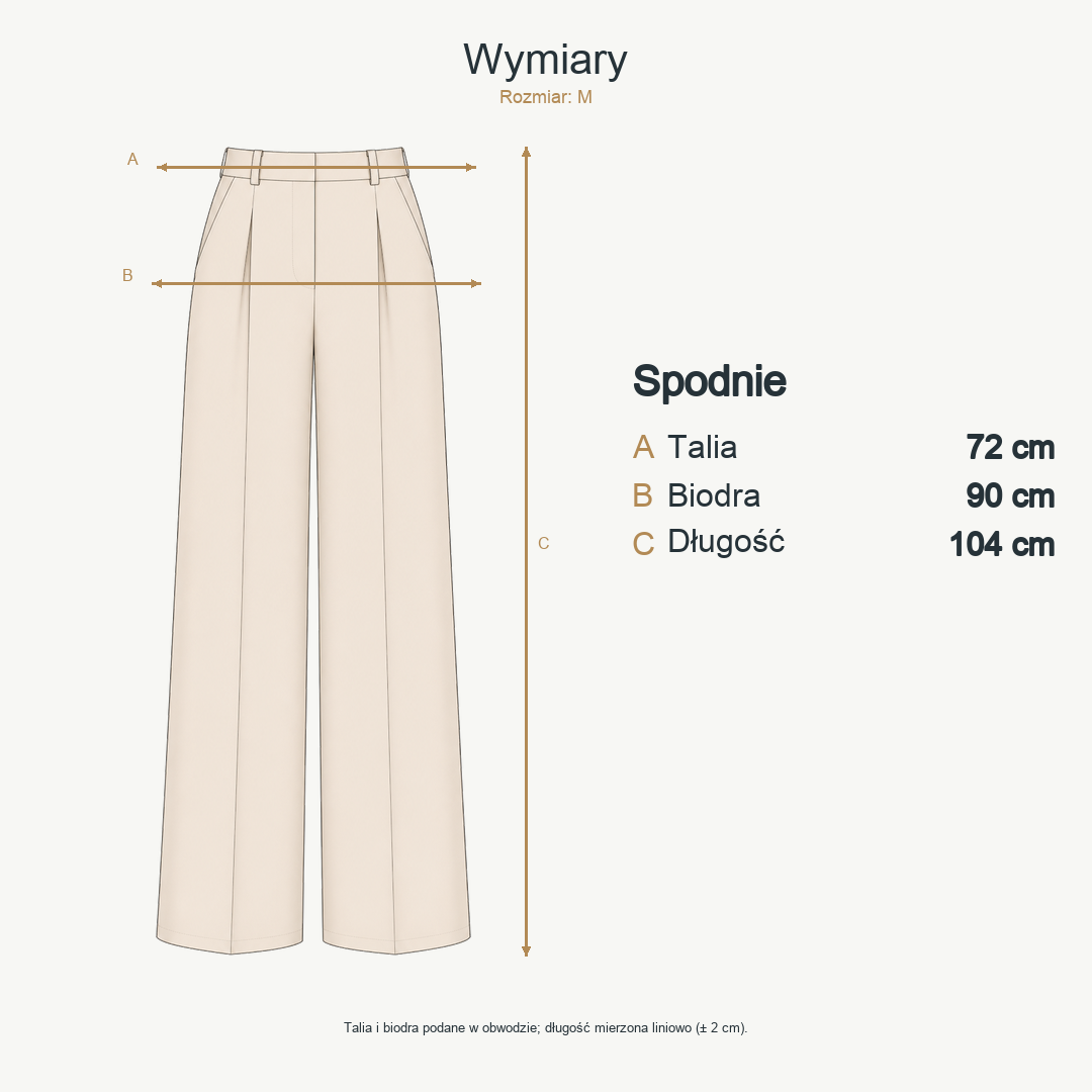 Beżowy — wymiary produktu | Rozmiar: M