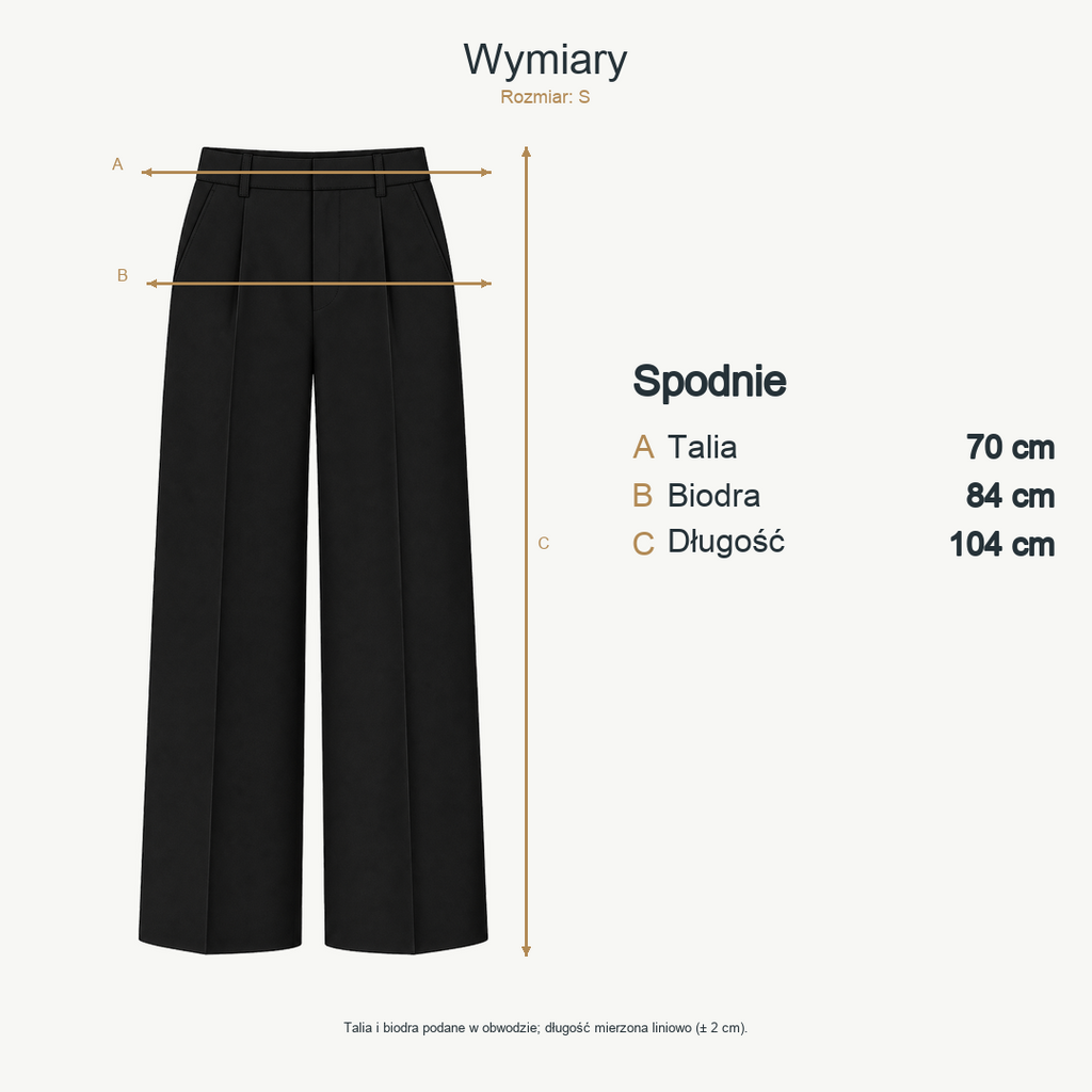 Czarny — wymiary produktu | Rozmiar: S
