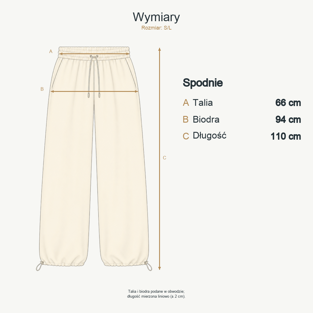 Kremowy — wymiary produktu | Rozmiar: S/L