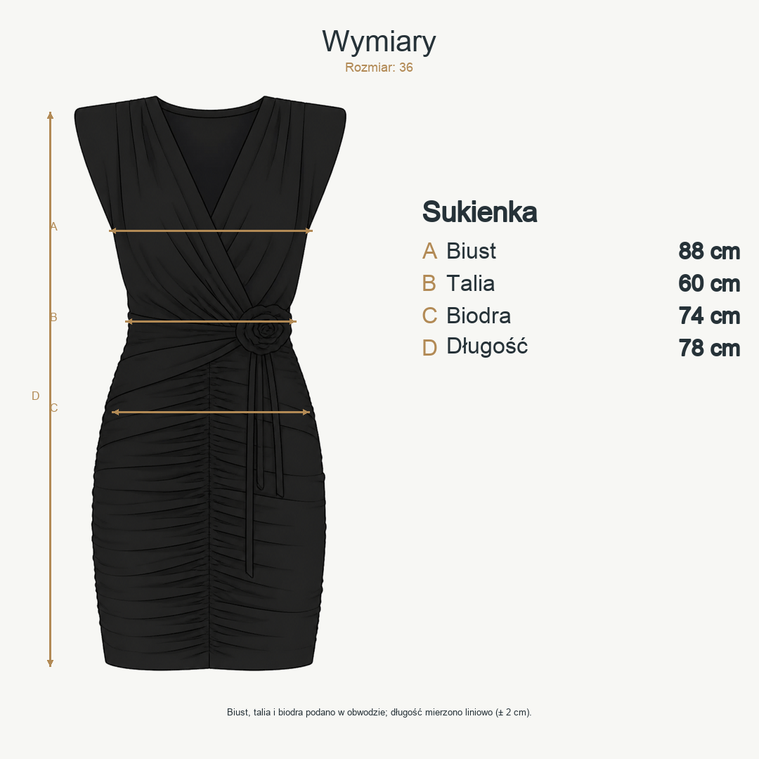 Czarny — wymiary produktu | Rozmiar: 36