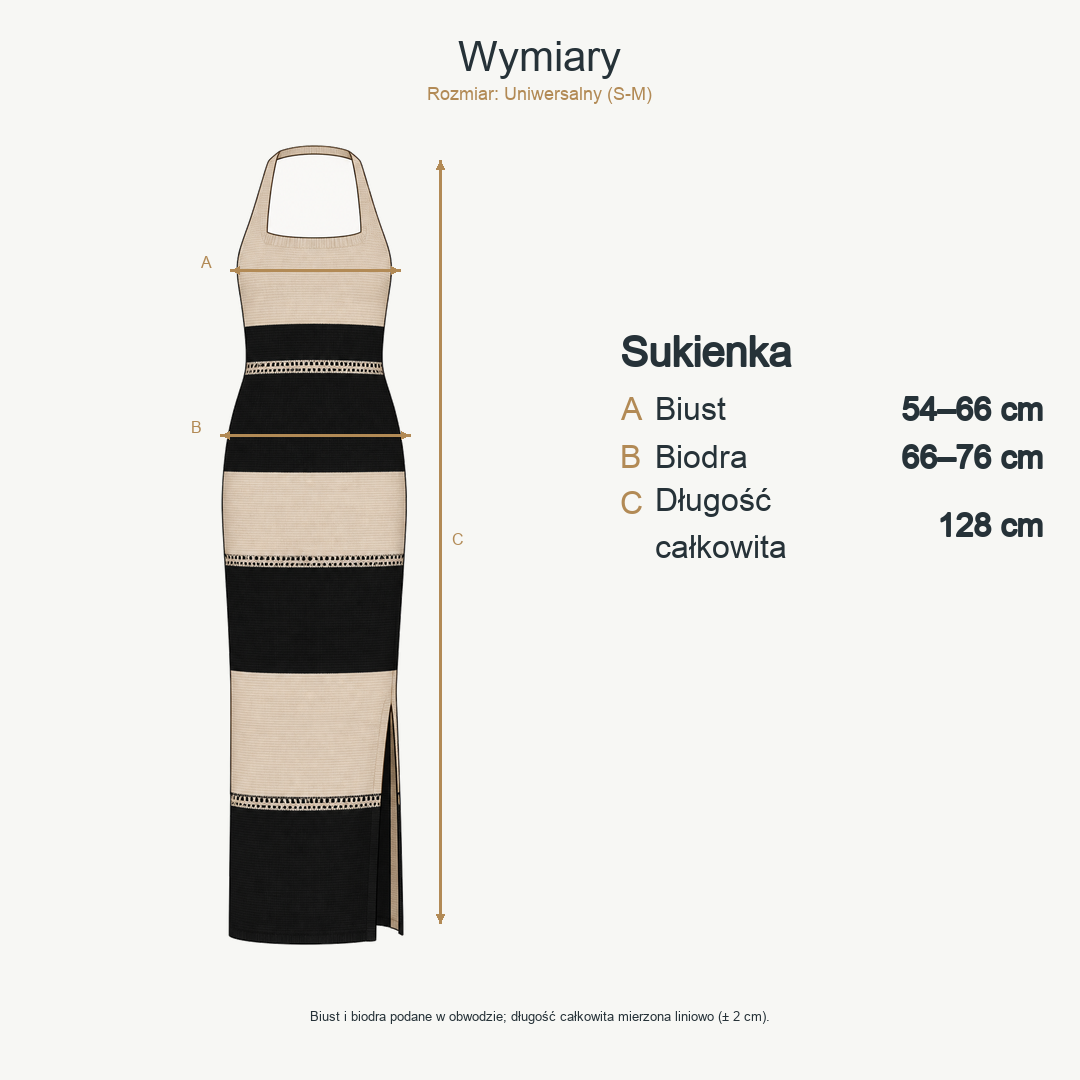 Beżowo-czarny — wymiary produktu | Rozmiar: Uniwersalny (S-M)